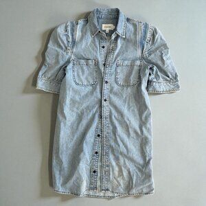 FRAME Light Wash Denim Button Down Dress Size X Small